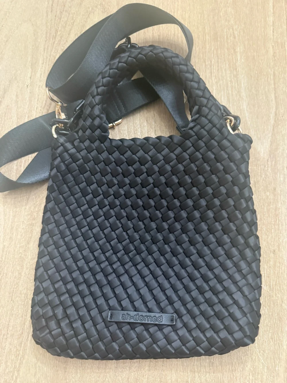 Ahdorned Lola Woven Neoprene Crossbody Bag in black